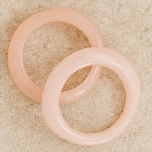 Sézane Luca Ice Pink Resin Bangles Set Of 2 French Chic - Picture 2 of 8